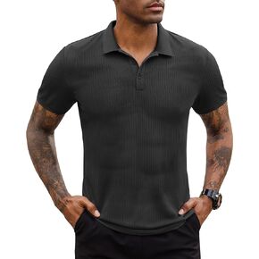 Stretch Polo Shirts for Men Short Sleeve Golf Polo Shirts Slim Polo T-Shirts for Men Golf Shirts Tennis Polo