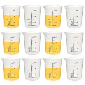ULAB Scientific Stackable Graduated Plastic Beakers, 6pcs of Vol.250ml(8.45oz), with Easy-to-Read Printings in Black, UBP1024