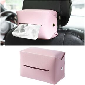 Car Tissue Holder, PU Leather Napkin Dispenser for Auto Seat Back and Armrest Box, Tissue Wipes Box Organizer with Elastic Band, Universal Automotive Interior Accessories