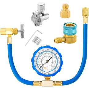 R134A Refrigerant Recharge Kit, Refrigerant Charging Hose Set with BPV31 Bullet Piercing Tap Valve, R134A Self-Sealing Adapter, for Home AC Refrigerant System