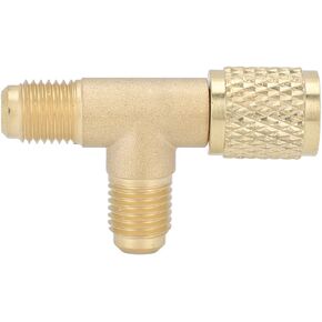 Ejoyous Quick Coupler Tee Adapter, 1/4 Inch Valves Quick Coupler Access Tee for R22 R12 R134 Gauge Deep Vacuum Pump