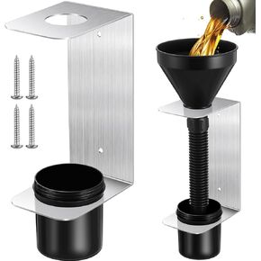 2 Sets Aluminum Oil Funnel Holder Storage Rack Include 2 Pcs Mounting Bracket with 4 Screws 2 Plastic Removable Cups for Trailer Fluid Oil Filter use Organizer House Automotive Garage Shop
