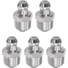 uxcell 304 Stainless Steel Straight Grease Fitting 1/8-28inch Thread Hydraulic Grease Fitting Accessories, 5Pcs