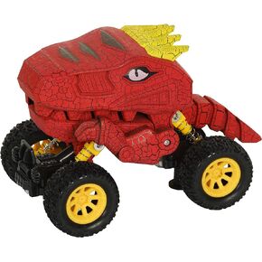 Aeromax Dino-Faur Pull Back Dinosaur Truck, Green with Red Accent