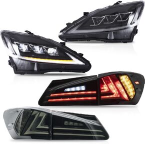 VLAND Headlights Assembly Fit for Lexus IS250/ IS250C IS350 IS350C IS220d 2006-2012, ISF 2008-2014 W/DRL, LED Front light with Sequential Turn Signal, Plug-n-Play Clear Headlamp