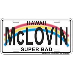 Parody License Plate | McLovin Hawaii | 12" x 6" Decorative License Plate | Decoration Plate for Vehicle/Wall | Man Cave Decorations | Made in The USA