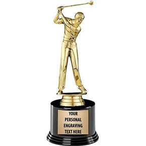 Crown Awards Golf Trophies with Custom Engraving, 7.25" Personalized Male Golfer Award Trophy On Deluxe Round Base Prime
