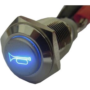 ESUPPORT 12V Car Blue LED Momentary Speaker Push Button Metal Switch