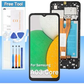 Original for Samsung Galaxy A03 Core A032 LCD Display Witch Frame A032M/DS A032F/DS 6.5" Screen Replacement Touch Digitizer Assembly with Tools
