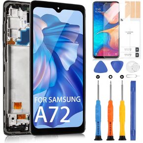 OLED Screen Replacement for Samsung Galaxy A72 4G/5G A725 A726 LCD Display Digitizer SM-A725M A725F SM-A726B A726B/DS Screen Touch Assembly with Tools(Black with Frame,6.7 inch)