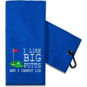 Funny Golf Towel Gift for Dad Mom, Retirement Gifts for Men Women Golfer, Funny Golf Towel for Women Men, Embroidered Golf Towels for Golf Bags with Clip (I Like Big Putts and I Cannot Lie)