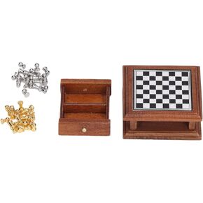 Chess Set Dollhouse Decoration, Miniature Chess Set 1:12 Exquisite Mini Chess Set Mini Household Decoration Home for Chess Playing Dollhouse Decoration