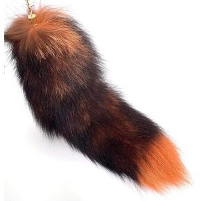 Therian Fluffy foxfur tail keychain fox tail backpack tassel bag handbag accessories hook pendant Cosplay toy photo