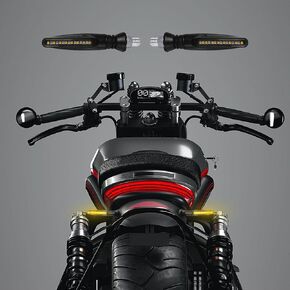 2PCS Motorcycle Turning Indicators Flowing Turn Signal Lights, LED Motorcycle Brake Lights, 12V Daytime Running Lights for Motorbike Scooter Quad Cruiser Off Road, White/Red/Amber
