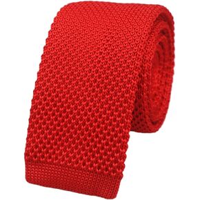 Men's Solid Color Textured Knit Skinny Tie Smart Necktie Flat Bottom