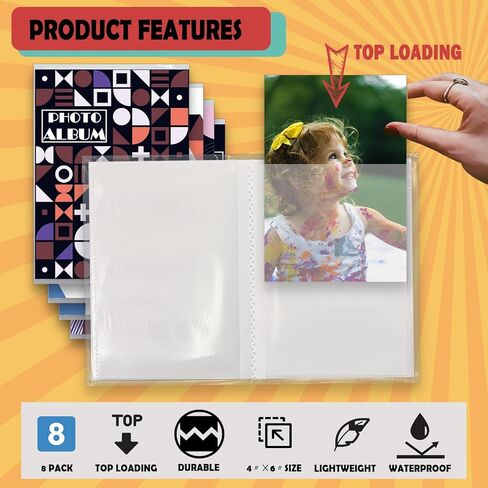 Small Photo Album 4x6 | 8 Packs | Hold 36 Photos Each | Mini 4x6 Photo Albums, Photo Albums 4x6 Pictures, Picture Albums 4x6, Photo Book, Photo Album Book, Picture Book for Photos. (Purple) in Kuwait