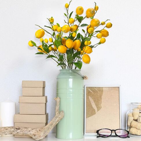 Yunsailing 12 Pcs Artificial Lemon Branch, 36.22 Inch Yellow Fake Lemons Branches with Green Leaf Faux Lemon Stems Decor for Home Kitchen Table Centerpiece in Saudi Arabia