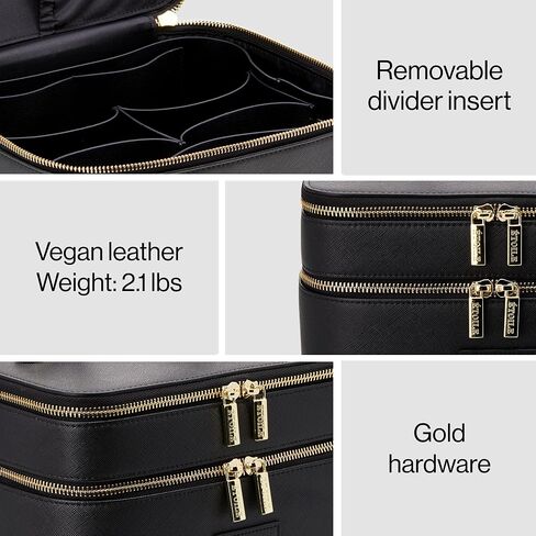 ETOILE - Duo Vanity Case Black - Large Functional Travel Makeup Bag Organizer with Removable Divider & Mirror in Saudi Arabia