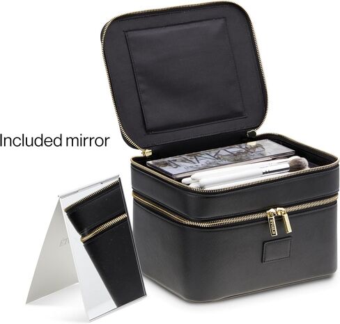 ETOILE - Duo Vanity Case Black - Large Functional Travel Makeup Bag Organizer with Removable Divider & Mirror in Saudi Arabia