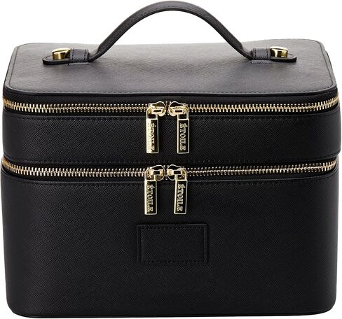 ETOILE - Duo Vanity Case Black - Large Functional Travel Makeup Bag Organizer with Removable Divider & Mirror in Saudi Arabia