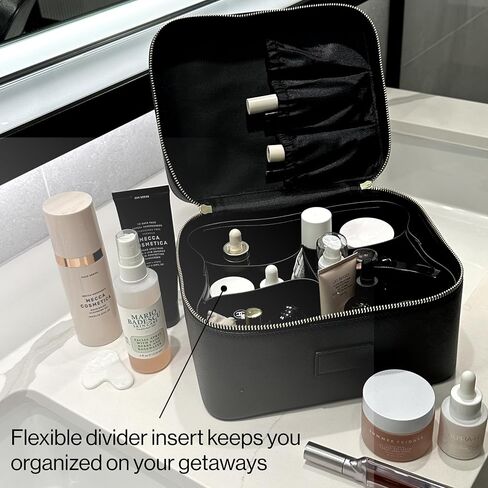 ETOILE - Duo Vanity Case Black - Large Functional Travel Makeup Bag Organizer with Removable Divider & Mirror in Saudi Arabia