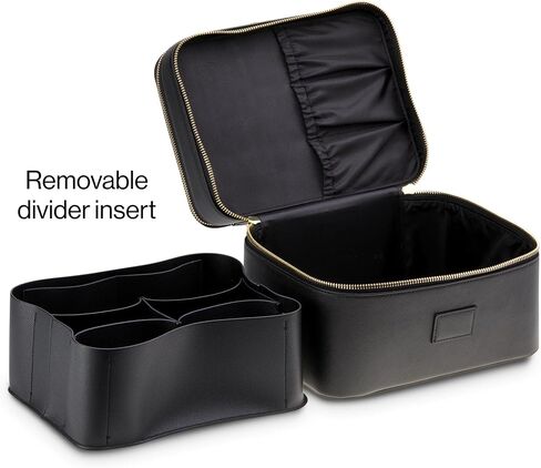 ETOILE - Duo Vanity Case Black - Large Functional Travel Makeup Bag Organizer with Removable Divider & Mirror in Saudi Arabia