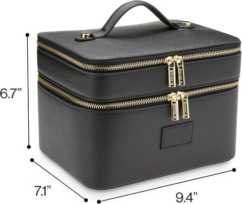 ETOILE - Duo Vanity Case Black - Large Functional Travel Makeup Bag Organizer with Removable Divider & Mirror in Saudi Arabia
