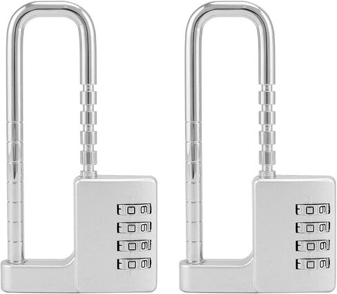 QWORK 4 Digit Combination Padlock with Long Shackle, 2 Pack 3/8" Retractable Stainless Steel Lock in Saudi Arabia
