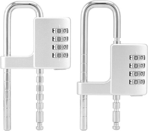 QWORK 4 Digit Combination Padlock with Long Shackle, 2 Pack 3/8" Retractable Stainless Steel Lock in Saudi Arabia