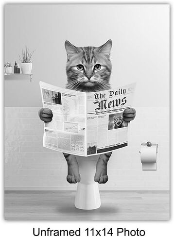 Cat Lovers Bathroom Wall Decor 11x14 - funny Kids Bathroom Wall Art Pictures Set - Cute Cat Stuff - Bathroom Decor for Women, Girls - Baby Bathroom Accessories - Tabby cat Mom Gifts - Bathroom Signs in Saudi Arabia