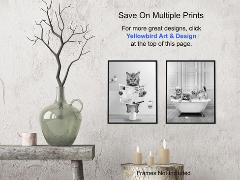 Cat Lovers Bathroom Wall Decor 11x14 - funny Kids Bathroom Wall Art Pictures Set - Cute Cat Stuff - Bathroom Decor for Women, Girls - Baby Bathroom Accessories - Tabby cat Mom Gifts - Bathroom Signs in Saudi Arabia