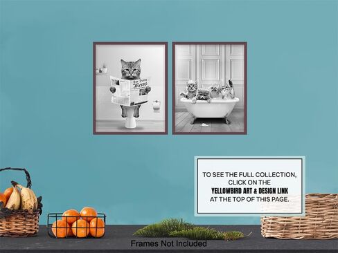 Cat Lovers Bathroom Wall Decor 11x14 - funny Kids Bathroom Wall Art Pictures Set - Cute Cat Stuff - Bathroom Decor for Women, Girls - Baby Bathroom Accessories - Tabby cat Mom Gifts - Bathroom Signs in Saudi Arabia