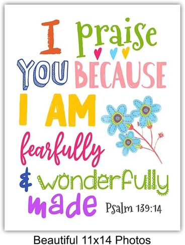 Inspirational Bible Verse Wall Art 11x14 - Religious Decor for Boys, Kids Bedroom, Girls Room, Baby Nursery - Psalm, Proverbs Scripture Wall Art - spiritual Gifts - God Wall Art - Christian Wall Decor in Saudi Arabia