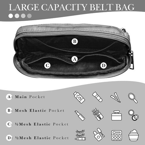 Extra Long Strap Fanny Pack, 60 Inch Max Adjustable Strap Plus Size Crossbody Bag, Extended Length Waist Bag, Lulu Dupes Everywhere Belt Bag 1L (Grey) in Saudi Arabia