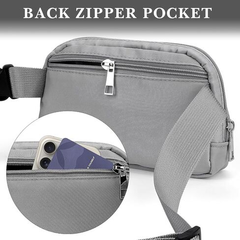 Extra Long Strap Fanny Pack, 60 Inch Max Adjustable Strap Plus Size Crossbody Bag, Extended Length Waist Bag, Lulu Dupes Everywhere Belt Bag 1L (Grey) in Saudi Arabia