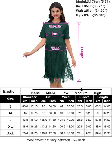 KOJOOIN Women's Tassel Dress Casual Summer Dress Short Sleeve Fringe Hem Dresses Party Concert Outfits for Women in Saudi Arabia