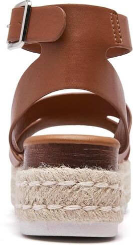 SILENTCARE Women's Comfortable Wedge Platform Espadrille Sandals - 2024 Summer Sandles Dressy Fashion Open Toe Buckle Ankle Strap Beach Sandals in Saudi Arabia