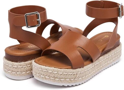 SILENTCARE Women's Comfortable Wedge Platform Espadrille Sandals - 2024 Summer Sandles Dressy Fashion Open Toe Buckle Ankle Strap Beach Sandals in Saudi Arabia