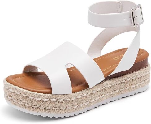 SILENTCARE Women's Comfortable Wedge Platform Espadrille Sandals - 2024 Summer Sandles Dressy Fashion Open Toe Buckle Ankle Strap Beach Sandals in Saudi Arabia