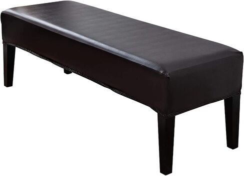 Bench Cover, PU Leather Soft Stretch Dining Bench Cover, Waterproof Elastic Removable Bench Seat Cushion Slipcovers for Kitchen Dining Bench Seat Protector(Brown) in Saudi Arabia