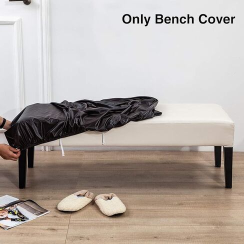 Bench Cover, PU Leather Soft Stretch Dining Bench Cover, Waterproof Elastic Removable Bench Seat Cushion Slipcovers for Kitchen Dining Bench Seat Protector(Brown) in Saudi Arabia