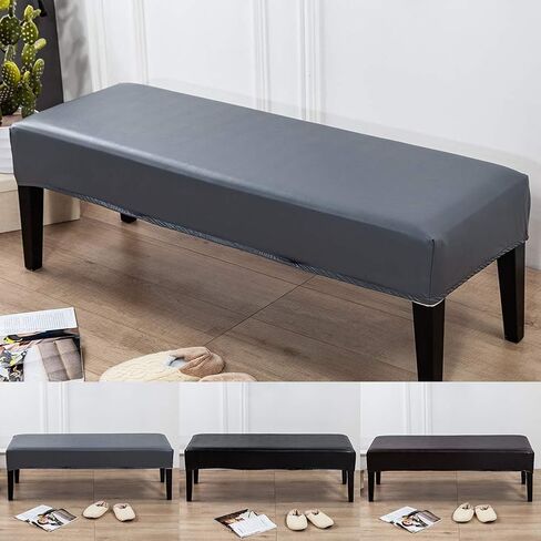 Bench Cover, PU Leather Soft Stretch Dining Bench Cover, Waterproof Elastic Removable Bench Seat Cushion Slipcovers for Kitchen Dining Bench Seat Protector(Brown) in Saudi Arabia