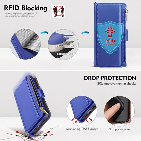 Antsturdy Samsung Galaxy S24+ Plus حافظة محفظة مع حامل بطاقة للنساء والرجال، Galaxy S24 Plus حافظة هاتف RFID بلوك من جلد البولي يوريثان غطاء مقاوم للصدمات مع حزام بسحاب وفتحات لبطاقات الائتمان، أحمر خمري in Kuwait