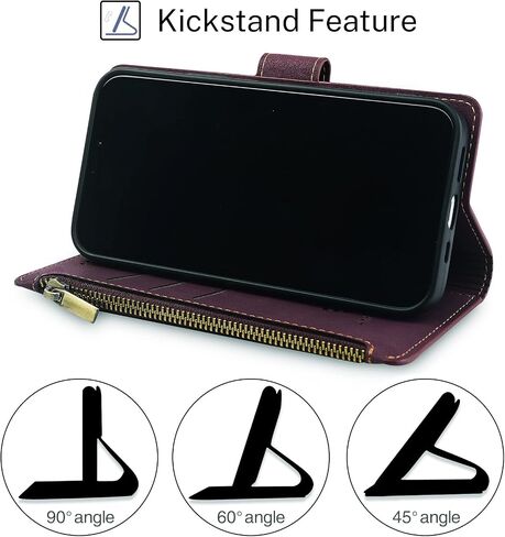Antsturdy Samsung Galaxy S24+ Plus حافظة محفظة مع حامل بطاقة للنساء والرجال، Galaxy S24 Plus حافظة هاتف RFID بلوك من جلد البولي يوريثان غطاء مقاوم للصدمات مع حزام بسحاب وفتحات لبطاقات الائتمان، أحمر خمري in Kuwait