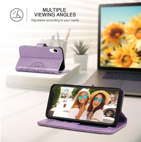 iPhone XR Wallet Case,[RFID Blocking] 3 Card Holder Stand with Credit Card Slot PU Leather Magnetic Protective Flip Cover for iPhone Xr (Purple) in Saudi Arabia