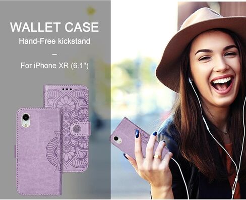 iPhone XR Wallet Case,[RFID Blocking] 3 Card Holder Stand with Credit Card Slot PU Leather Magnetic Protective Flip Cover for iPhone Xr (Purple) in Saudi Arabia