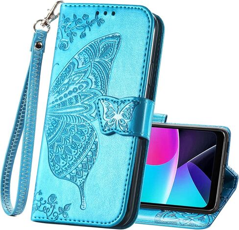 حافظة محفظة لهاتف موتورولا موتو جي بلاي 2024، محفظة من جلد البولي يوريثان حافظة هاتف واقية قابلة للطي مع حزام للمعصم وفتحات للبطاقات وجيب مزخرف على شكل فراشة وزهرة لهاتف موتورولا موتو جي بلاي 2024 أرجواني in Kuwait