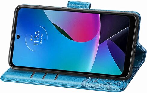 حافظة محفظة لهاتف موتورولا موتو جي بلاي 2024، محفظة من جلد البولي يوريثان حافظة هاتف واقية قابلة للطي مع حزام للمعصم وفتحات للبطاقات وجيب مزخرف على شكل فراشة وزهرة لهاتف موتورولا موتو جي بلاي 2024 أرجواني in Kuwait