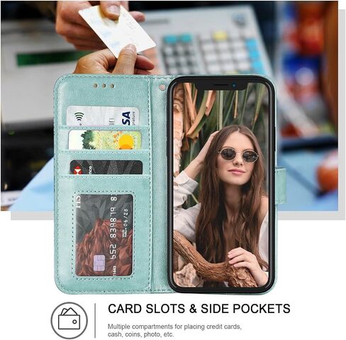 iPhone XR Wallet Case,[RFID Blocking] 3 Card Holder Stand with Credit Card Slot PU Leather Magnetic Protective Flip Cover for iPhone Xr (Purple) in Saudi Arabia