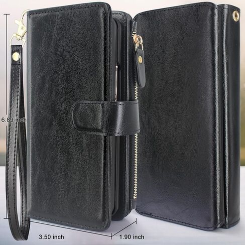 Harryshell Detachable Magnetic Case Wallet with Cash Coin Zipper Pocket 12 Card Slots Holder Wrist Strap Lanyard for Samsung Galaxy Z Fold 5 5G Z Fold5 (2023) (Flower Purple) in Saudi Arabia